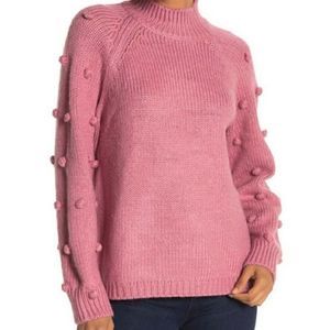 Cece mock turtleneck pom sleeve sweater sz…